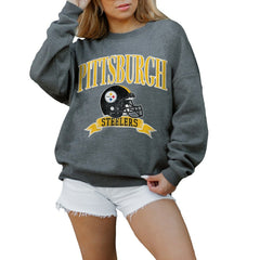Pittsburgh Steelers Gameday Couture Women's Oversized Seal The Deal Premium Fleece Drop Shoulder Pullover Sweatshirt | NFL Online