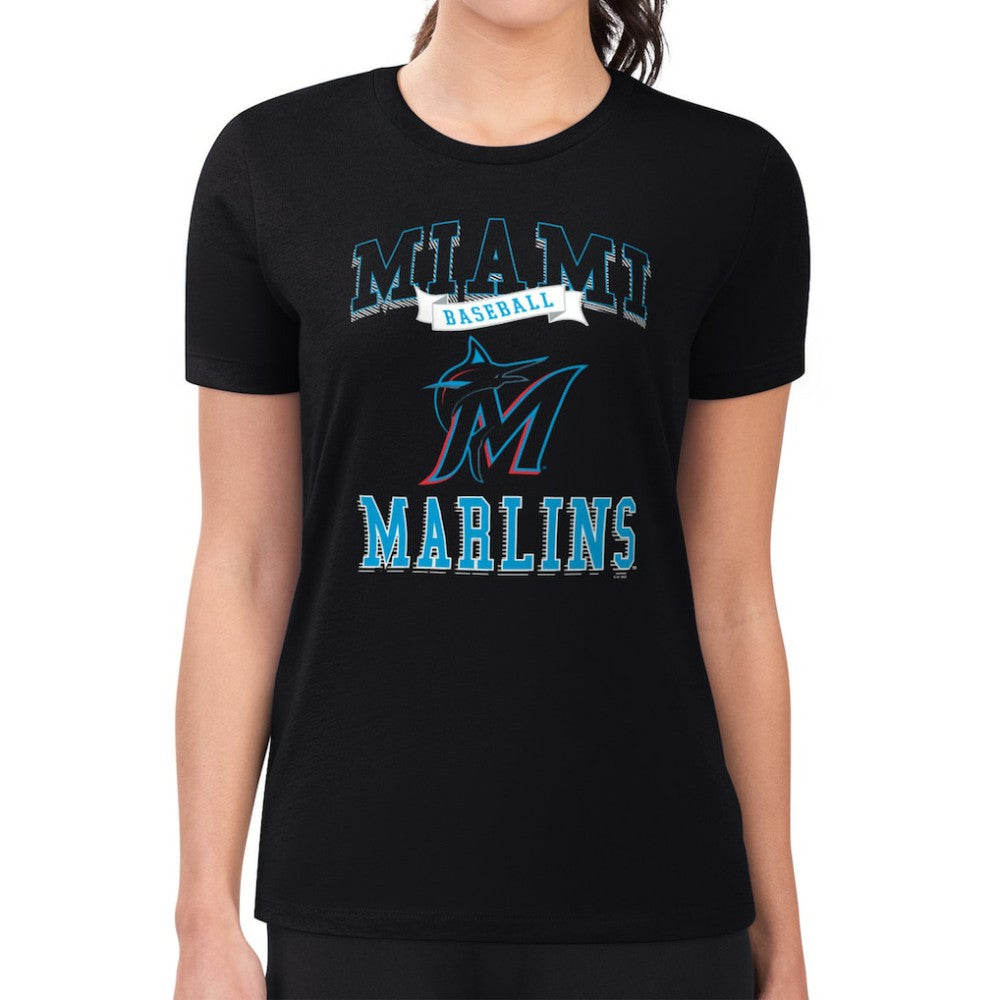 Miami Marlins G-III 4Her by Carl Banks Women's Super-Slim Fit Lightweight Team Logo Graphic T-Shirt - MLB T-shirts