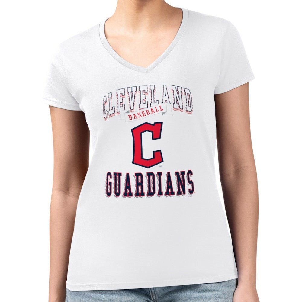 Cleveland Guardians G-III 4Her by Carl Banks Women's Super-Slim Fit Lightweight Team Logo Graphic V-Neck T-Shirt - MLB T-shirts