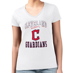 Cleveland Guardians G-III 4Her by Carl Banks Women's Super-Slim Fit Lightweight Team Logo Graphic V-Neck T-Shirt - MLB T-shirts