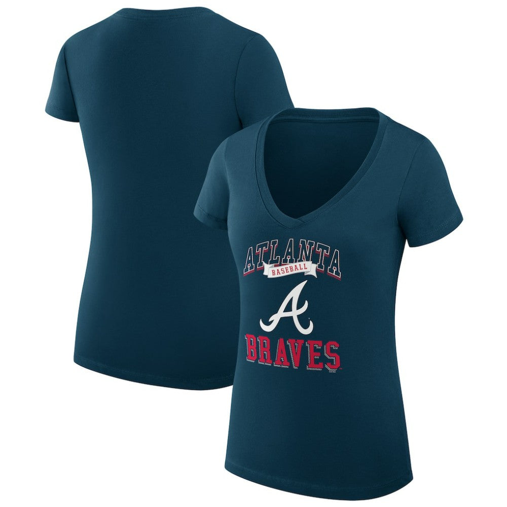 Atlanta Braves G-III 4Her by Carl Banks Women's Super-Slim Fit Lightweight Team Logo Graphic V-Neck T-Shirt - MLB T-shirts
