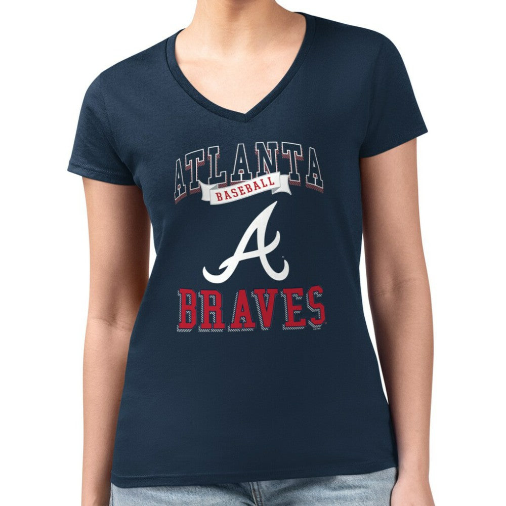 Atlanta Braves G-III 4Her by Carl Banks Women's Super-Slim Fit Lightweight Team Logo Graphic V-Neck T-Shirt - MLB T-shirts