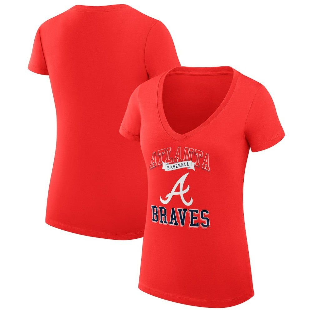 Atlanta Braves G-III 4Her by Carl Banks Women's Super-Slim Fit Lightweight Team Logo Graphic V-Neck T-Shirt - MLB T-shirts