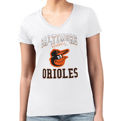 Baltimore Orioles G-III 4Her by Carl Banks Women's Super-Slim Fit Lightweight Team Logo Graphic V-Neck T-Shirt - MLB T-shirts
