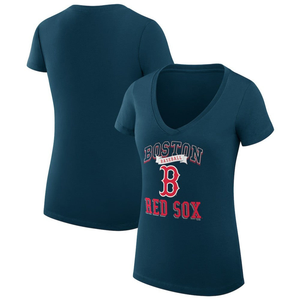 Boston Red Sox G-III 4Her by Carl Banks Women's Super-Slim Fit Lightweight Team Logo Graphic V-Neck T-Shirt - MLB T-shirts