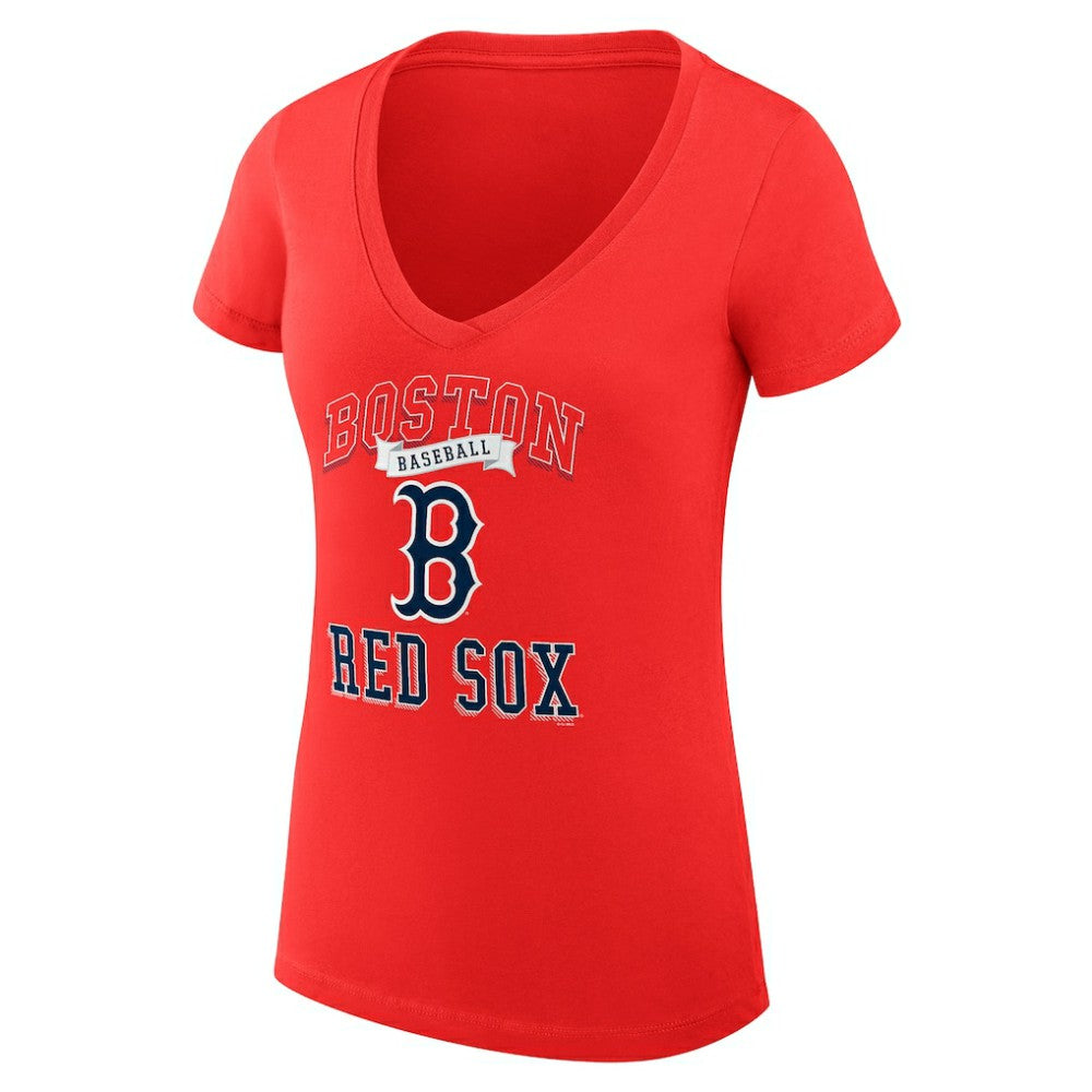 Boston Red Sox G-III 4Her by Carl Banks Women's Super-Slim Fit Lightweight Team Logo Graphic V-Neck T-Shirt - MLB T-shirts