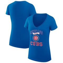 Chicago Cubs G-III 4Her by Carl Banks Women's Super-Slim Fit Lightweight Team Logo Graphic V-Neck T-Shirt - MLB T-shirts