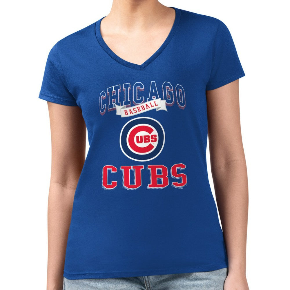 Chicago Cubs G-III 4Her by Carl Banks Women's Super-Slim Fit Lightweight Team Logo Graphic V-Neck T-Shirt - MLB T-shirts