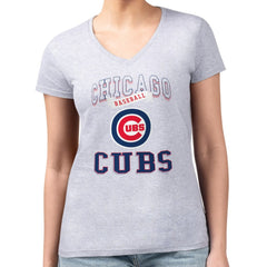Chicago Cubs G-III 4Her by Carl Banks Women's Super-Slim Fit Lightweight Team Logo Graphic V-Neck T-Shirt - MLB T-shirts