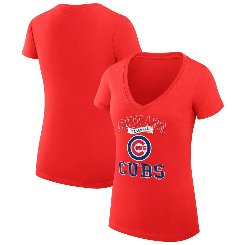 Chicago Cubs G-III 4Her by Carl Banks Women's Super-Slim Fit Lightweight Team Logo Graphic V-Neck T-Shirt - MLB T-shirts