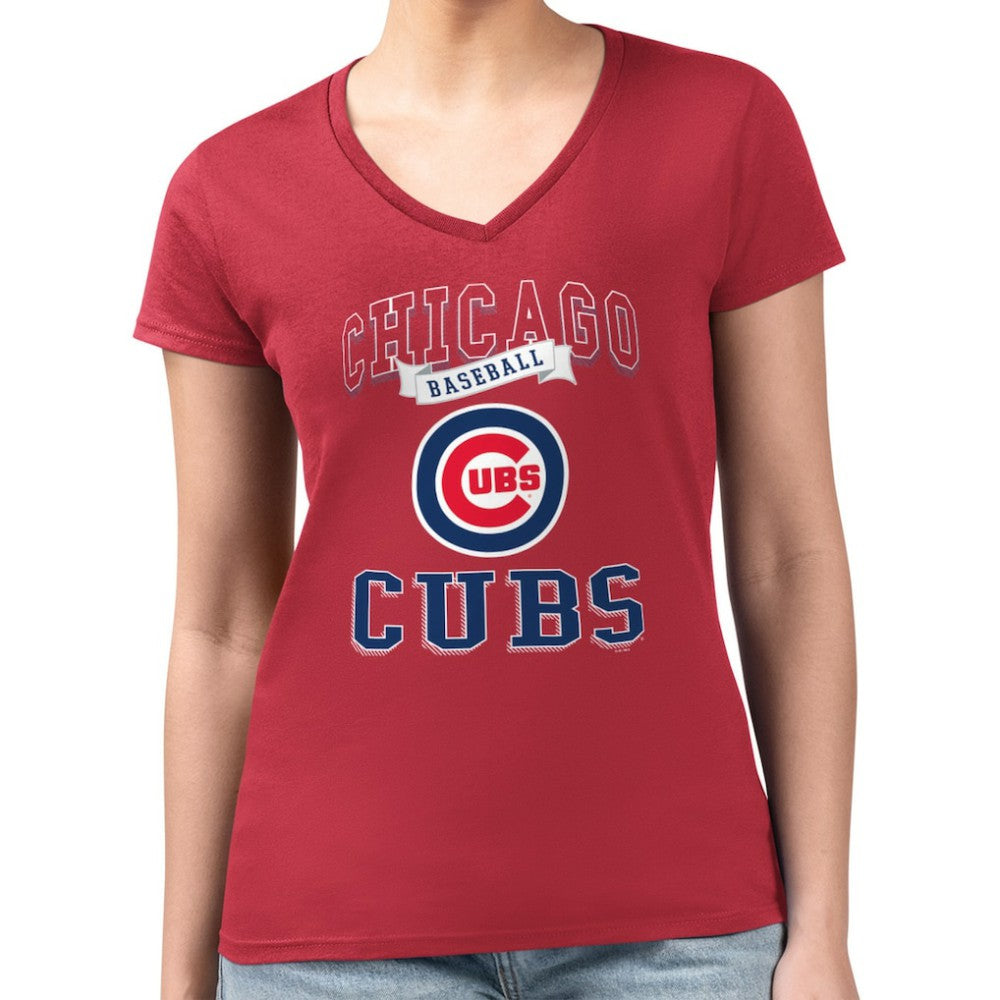 Chicago Cubs G-III 4Her by Carl Banks Women's Super-Slim Fit Lightweight Team Logo Graphic V-Neck T-Shirt - MLB T-shirts