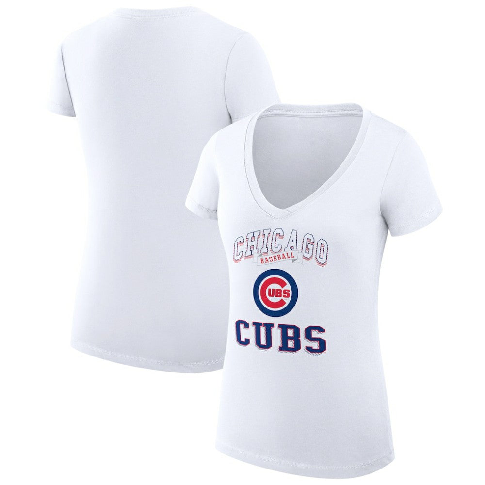 Chicago Cubs G-III 4Her by Carl Banks Women's Super-Slim Fit Lightweight Team Logo Graphic V-Neck T-Shirt - MLB T-shirts
