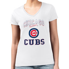 Chicago Cubs G-III 4Her by Carl Banks Women's Super-Slim Fit Lightweight Team Logo Graphic V-Neck T-Shirt - MLB T-shirts