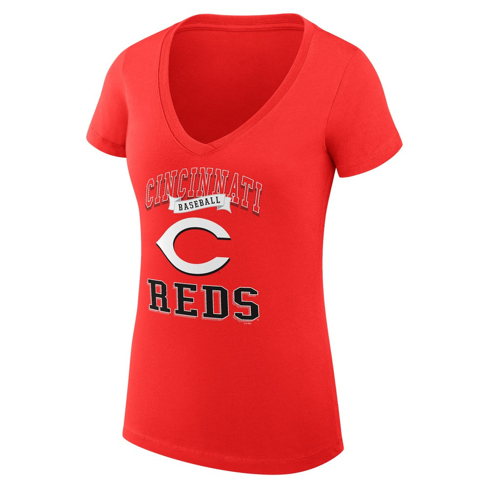 Cincinnati Reds G-III 4Her by Carl Banks Women's Super-Slim Fit Lightweight Team Logo Graphic V-Neck T-Shirt - MLB T-shirts