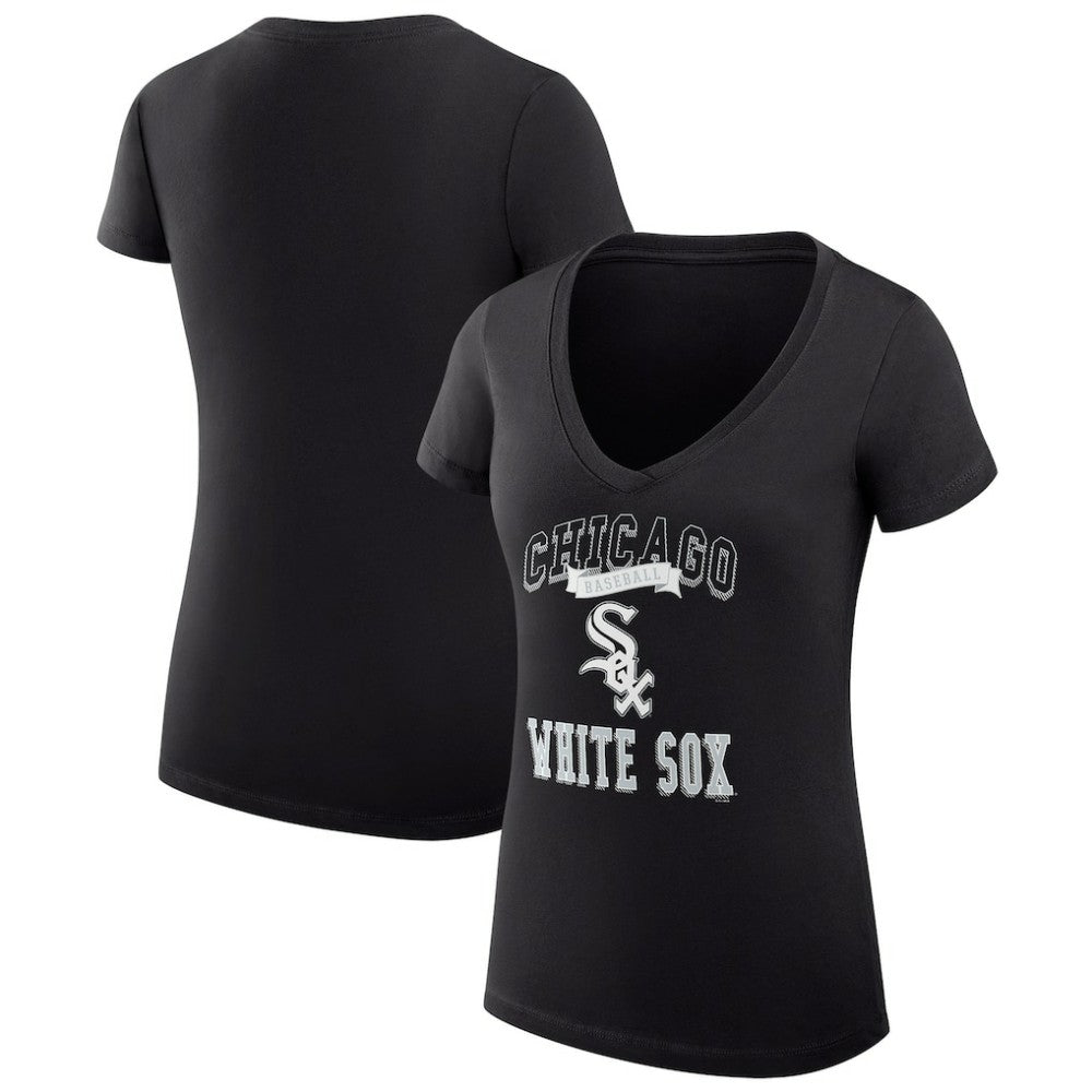 Chicago White Sox G-III 4Her by Carl Banks Women's Super-Slim Fit Lightweight Team Logo Graphic V-Neck T-Shirt - MLB T-shirts