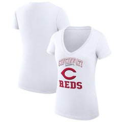 Cincinnati Reds G-III 4Her by Carl Banks Women's Super-Slim Fit Lightweight Team Logo Graphic V-Neck T-Shirt - MLB T-shirts