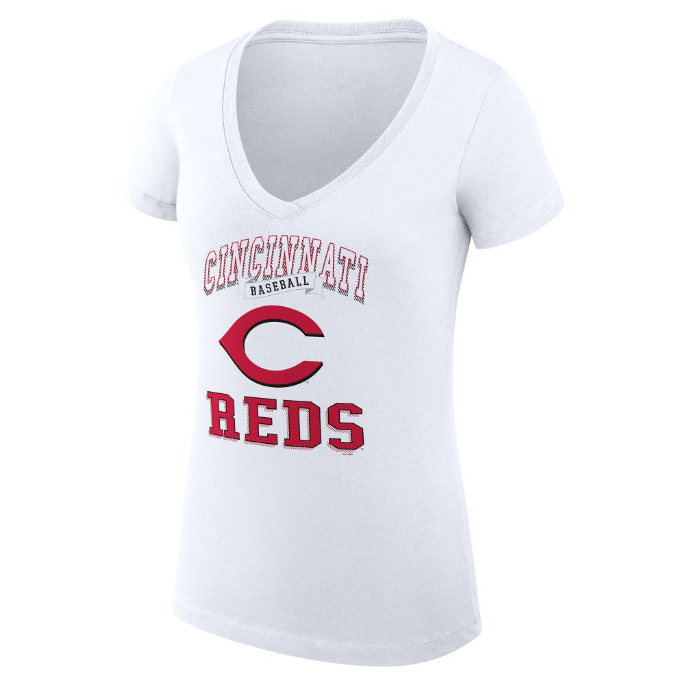 Cincinnati Reds G-III 4Her by Carl Banks Women's Super-Slim Fit Lightweight Team Logo Graphic V-Neck T-Shirt - MLB T-shirts
