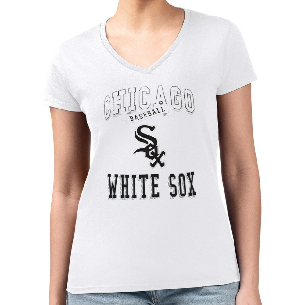 Chicago White Sox G-III 4Her by Carl Banks Women's Super-Slim Fit Lightweight Team Logo Graphic V-Neck T-Shirt - MLB T-shirts
