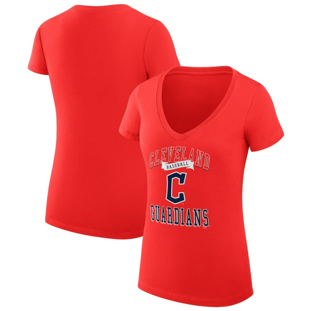 Cleveland Guardians G-III 4Her by Carl Banks Women's Super-Slim Fit Lightweight Team Logo Graphic V-Neck T-Shirt - MLB T-shirts