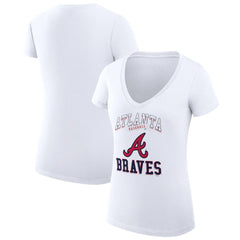 Atlanta Braves G-III 4Her by Carl Banks Women's Super-Slim Fit Lightweight Team Logo Graphic V-Neck T-Shirt - MLB T-shirts
