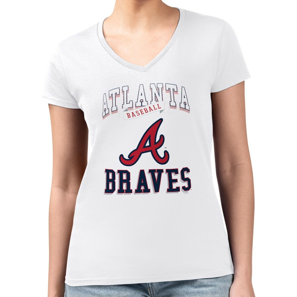 Atlanta Braves G-III 4Her by Carl Banks Women's Super-Slim Fit Lightweight Team Logo Graphic V-Neck T-Shirt - MLB T-shirts