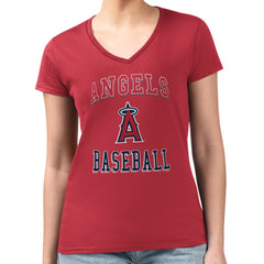 Los Angeles Angels G-III 4Her by Carl Banks Women's Super-Slim Fit Lightweight Team Logo Graphic V-Neck T-Shirt - MLB T-shirts