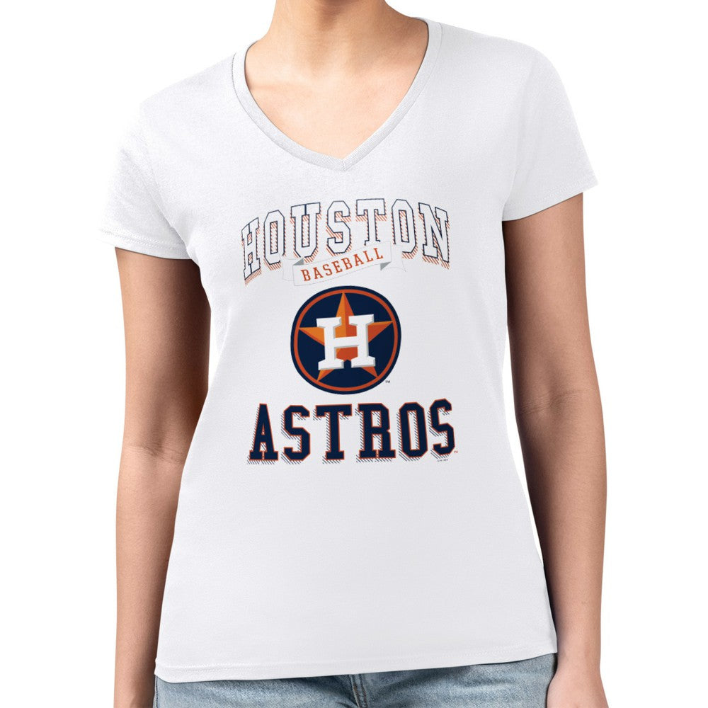 Houston Astros G-III 4Her by Carl Banks Women's Super-Slim Fit Lightweight Team Logo Graphic V-Neck T-Shirt - MLB T-shirts