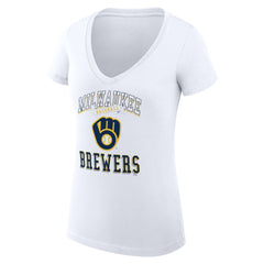 Milwaukee Brewers G-III 4Her by Carl Banks Women's Super-Slim Fit Lightweight Team Logo Graphic V-Neck T-Shirt - MLB T-shirts