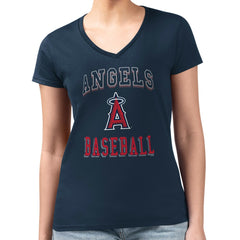Los Angeles Angels G-III 4Her by Carl Banks Women's Super-Slim Fit Lightweight Team Logo Graphic V-Neck T-Shirt - MLB T-shirts
