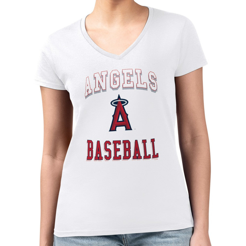 Los Angeles Angels G-III 4Her by Carl Banks Women's Super-Slim Fit Lightweight Team Logo Graphic V-Neck T-Shirt - MLB T-shirts