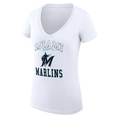 Miami Marlins G-III 4Her by Carl Banks Women's Super-Slim Fit Lightweight Team Logo Graphic V-Neck T-Shirt - MLB T-shirts