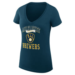 Milwaukee Brewers G-III 4Her by Carl Banks Women's Super-Slim Fit Lightweight Team Logo Graphic V-Neck T-Shirt - MLB T-shirts