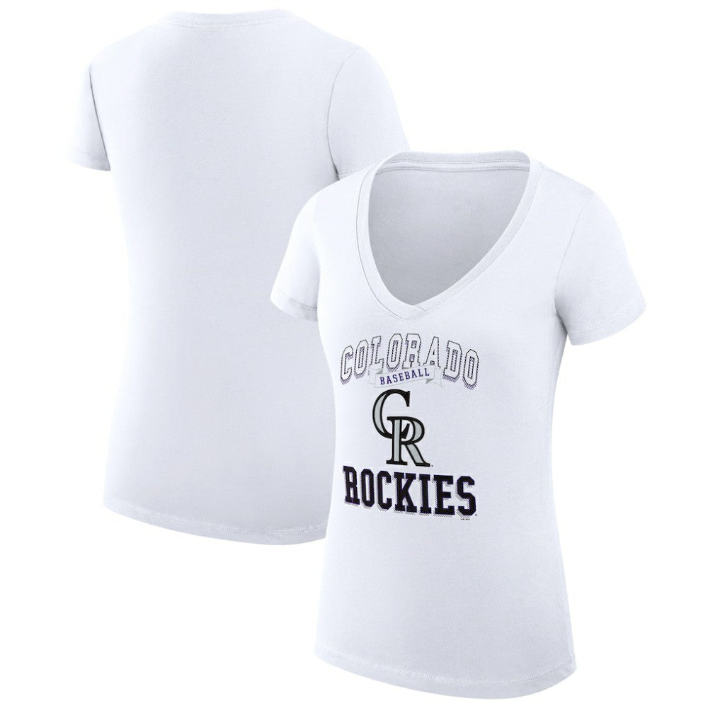 Colorado Rockies G-III 4Her by Carl Banks Women's Super-Slim Fit Lightweight Team Logo Graphic V-Neck T-Shirt - MLB T-shirts