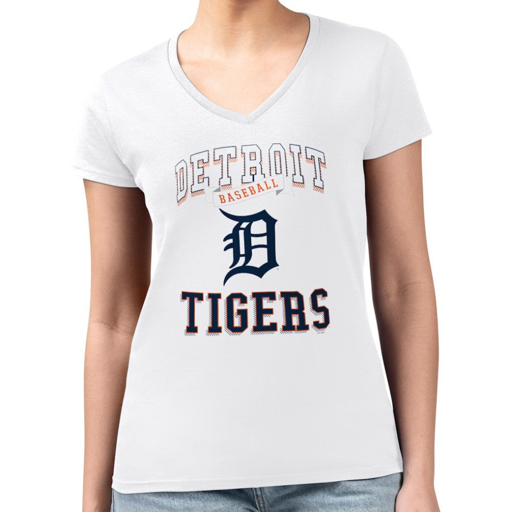 Detroit Tigers G-III 4Her by Carl Banks Women's Super-Slim Fit Lightweight Team Logo Graphic V-Neck T-Shirt - MLB T-shirts