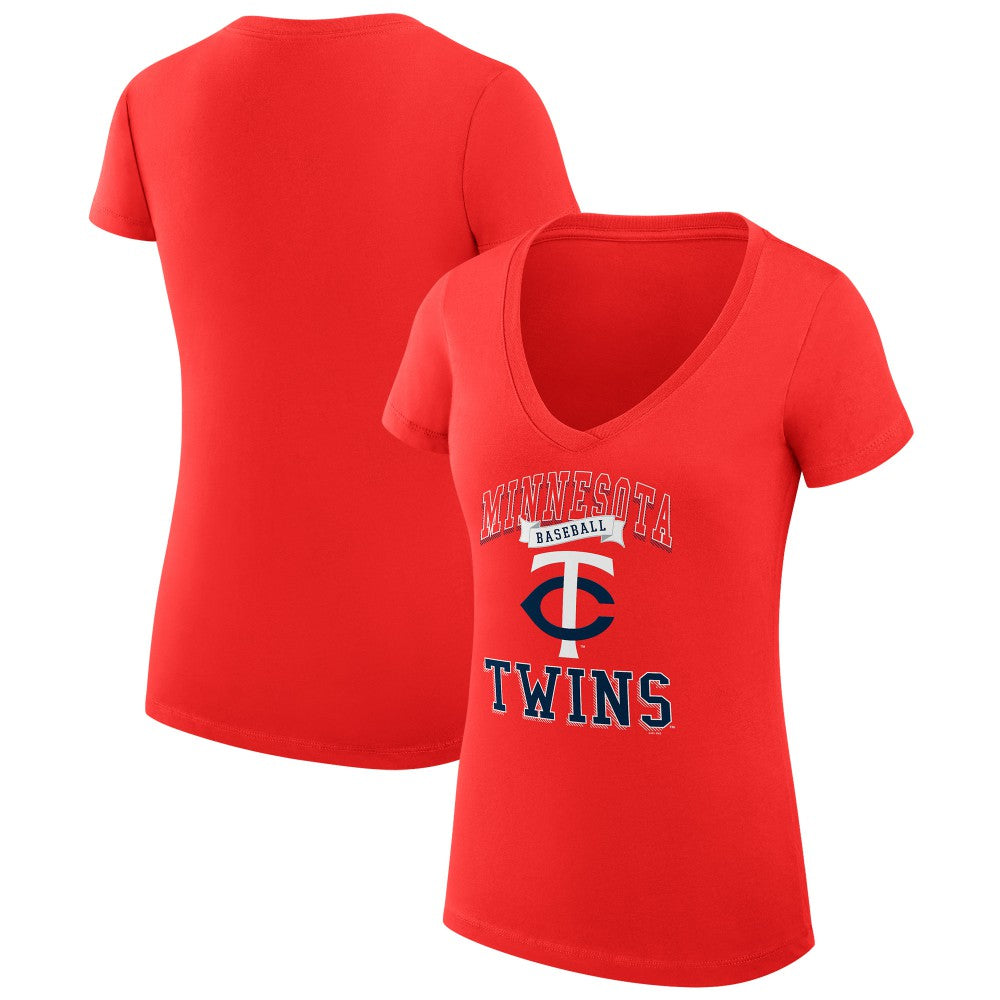 Minnesota Twins G-III 4Her by Carl Banks Women's Super-Slim Fit Lightweight Team Logo Graphic V-Neck T-Shirt - MLB T-shirts