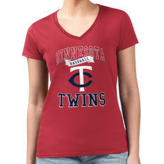 Minnesota Twins G-III 4Her by Carl Banks Women's Super-Slim Fit Lightweight Team Logo Graphic V-Neck T-Shirt - MLB T-shirts