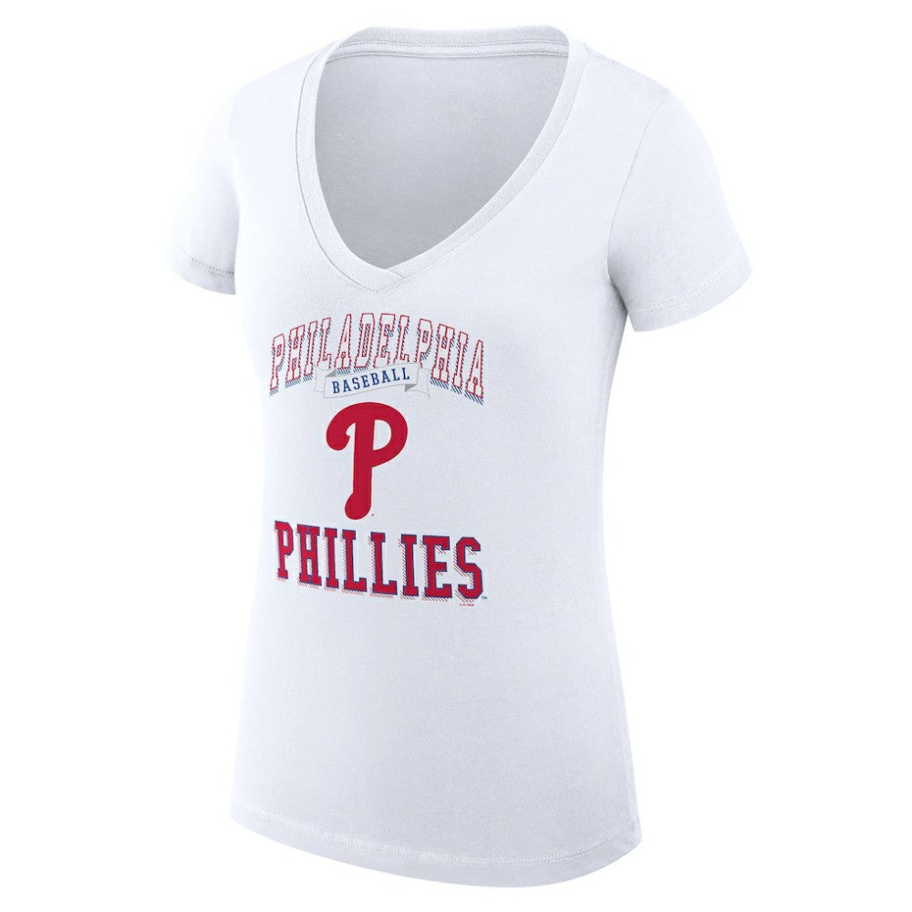 Philadelphia Phillies G-III 4Her by Carl Banks Women's Super-Slim Fit Lightweight Team Logo Graphic V-Neck T-Shirt - MLB T-shirts