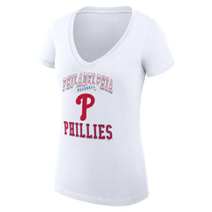 Philadelphia Phillies G-III 4Her by Carl Banks Women's Super-Slim Fit Lightweight Team Logo Graphic V-Neck T-Shirt - MLB T-shirts