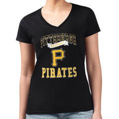 Pittsburgh Pirates G-III 4Her by Carl Banks Women's Super-Slim Fit Lightweight Team Logo Graphic V-Neck T-Shirt - MLB T-shirts