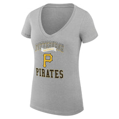 Pittsburgh Pirates G-III 4Her by Carl Banks Women's Super-Slim Fit Lightweight Team Logo Graphic V-Neck T-Shirt - MLB T-shirts