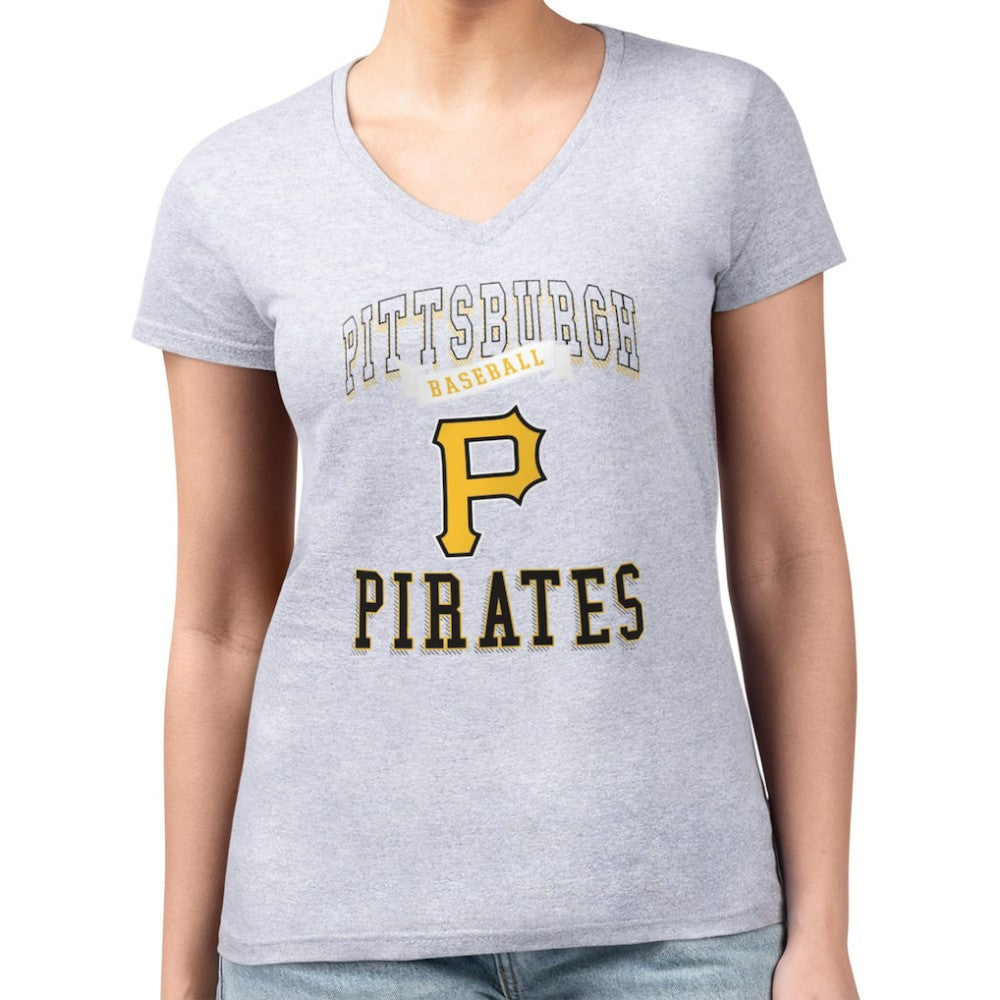 Pittsburgh Pirates G-III 4Her by Carl Banks Women's Super-Slim Fit Lightweight Team Logo Graphic V-Neck T-Shirt - MLB T-shirts