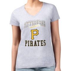 Pittsburgh Pirates G-III 4Her by Carl Banks Women's Super-Slim Fit Lightweight Team Logo Graphic V-Neck T-Shirt - MLB T-shirts
