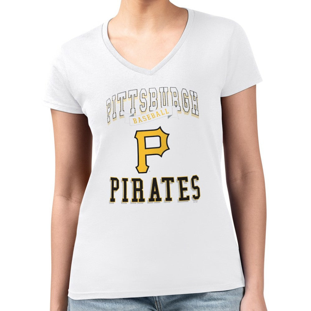 Pittsburgh Pirates G-III 4Her by Carl Banks Women's Super-Slim Fit Lightweight Team Logo Graphic V-Neck T-Shirt - MLB T-shirts
