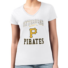 Pittsburgh Pirates G-III 4Her by Carl Banks Women's Super-Slim Fit Lightweight Team Logo Graphic V-Neck T-Shirt - MLB T-shirts