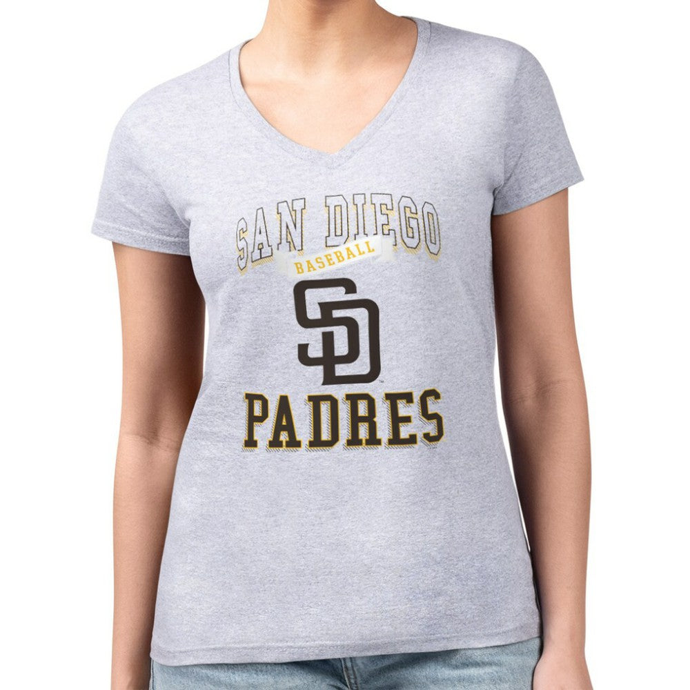 San Diego Padres G-III 4Her by Carl Banks Women's Super-Slim Fit Lightweight Team Logo Graphic V-Neck T-Shirt - MLB T-shirts