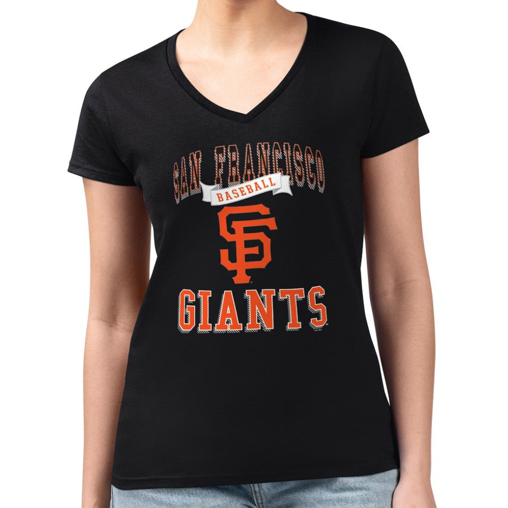 San Francisco Giants G-III 4Her by Carl Banks Women's Super-Slim Fit Lightweight Team Logo Graphic V-Neck T-Shirt - MLB T-shirts