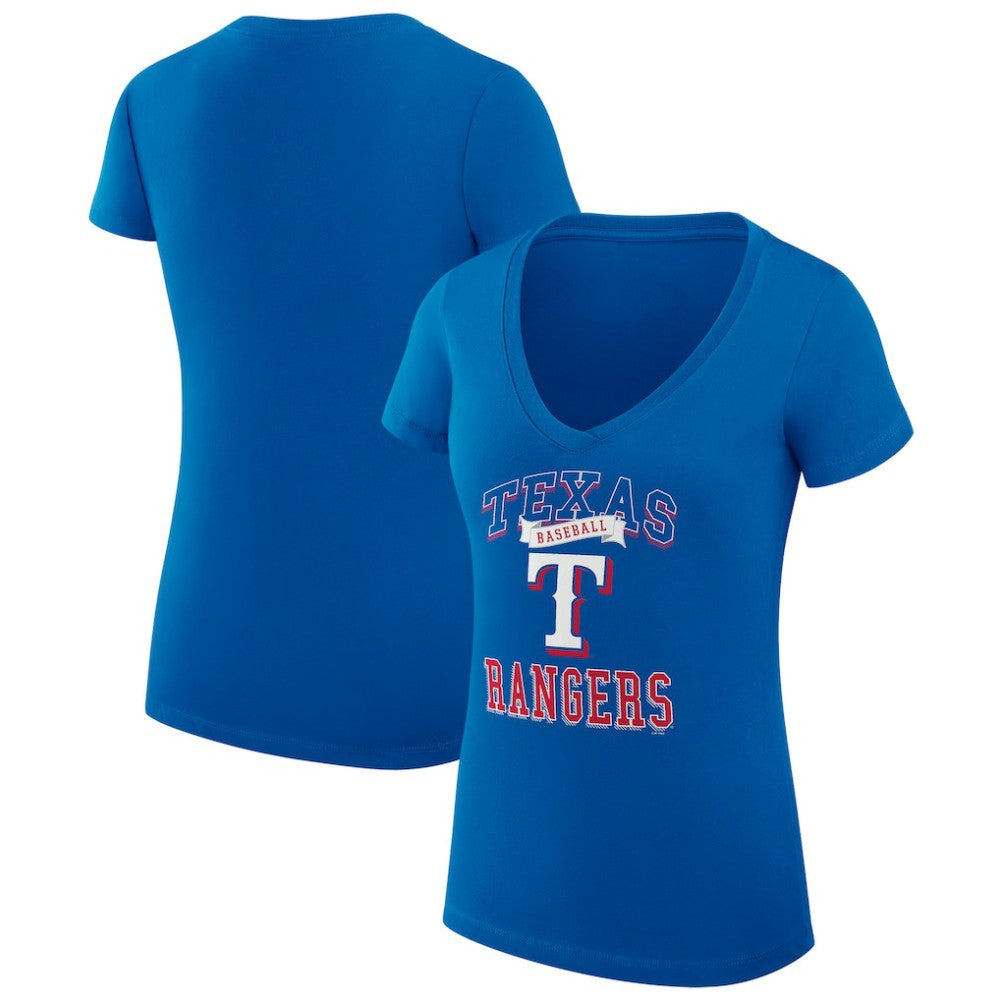 Texas Rangers G-III 4Her by Carl Banks Women's Super-Slim Fit Lightweight Team Logo Graphic V-Neck T-Shirt - MLB T-shirts