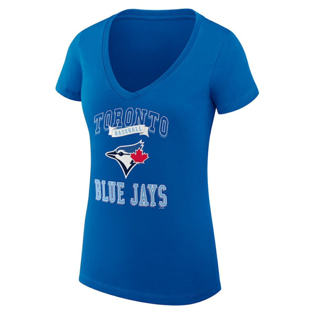 Toronto Blue Jays G-III 4Her by Carl Banks Women's Super-Slim Fit Lightweight Team Logo Graphic V-Neck T-Shirt - MLB T-shirts