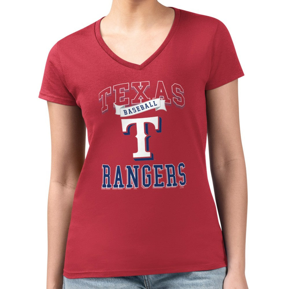 Texas Rangers G-III 4Her by Carl Banks Women's Super-Slim Fit Lightweight Team Logo Graphic V-Neck T-Shirt - MLB T-shirts