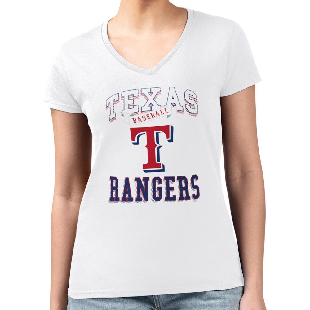 Texas Rangers G-III 4Her by Carl Banks Women's Super-Slim Fit Lightweight Team Logo Graphic V-Neck T-Shirt - MLB T-shirts